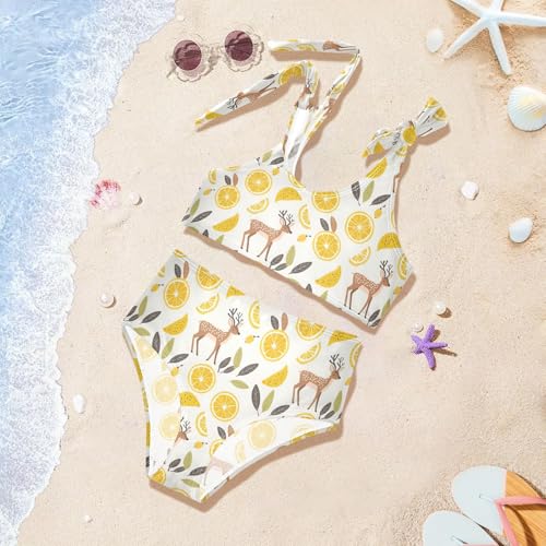 Deer and Lemon Girls Two Piece Tankini Swimsuits Summer Bathing Suit Beach Swimwear Set2
