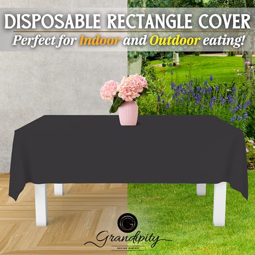 Image of Grandipity 36 Pack Premium Disposable Plastic Tablecloth 54 Inch. x 108 Inch. Decorative Rectangle Table Cover - Dark Grey