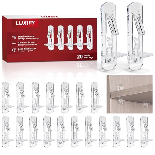 20PCS Cabinet Shelf Pegs 5mm Clear Locking Clips for 3/4 Thick Shelves