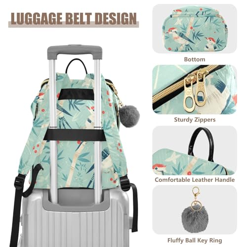 KLL Woodpecker Red Berry Blue Women Backpack Fashion Waterproof College Bookbag Shoulder Bag for Gym Work Travel4