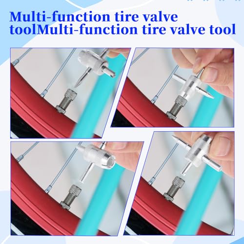 Image of 6 pcs 4-in-1 Tyre Valve Stem Remover 4-Way Valve Core Tools Tire Stem Core Wrench Installation Wheel Tool Multifunctional Repair Puller Tool for Bicycle Bike Automobile Car