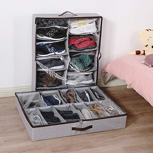 Organizador de zapatos debajo de la cama con separadores ajustables HOONEX gris 8