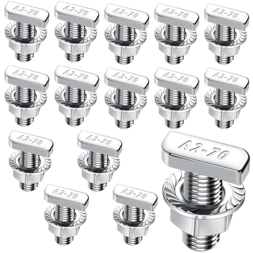 15 Stück M8x20mm Hammerkopfschrauben Edelstahl A2-70 Mit Sperrzahnmuttern & Flanschmuttern Für PV-Solar Montageschienen Gewächshaus & Photovoltaik