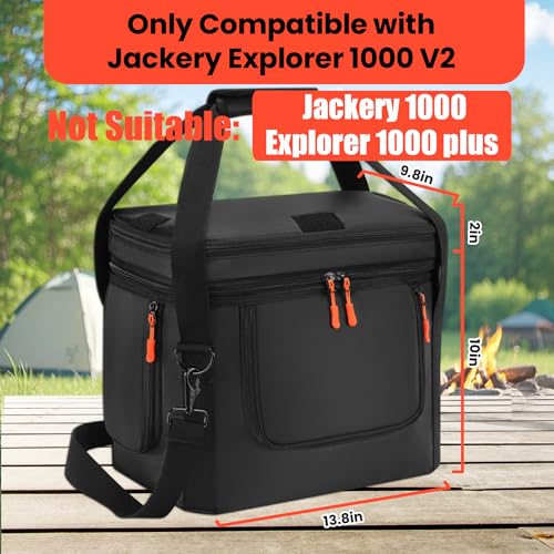 Portable Carrying Bag Compatible with Jackery Explorer 1000 V2, Soft Power Station Storage Case with Padding, Generator Covers with Side Zipper, Multi-Pocket, Shoulder Strap, 13.78*10.23*10.8in - Image 3