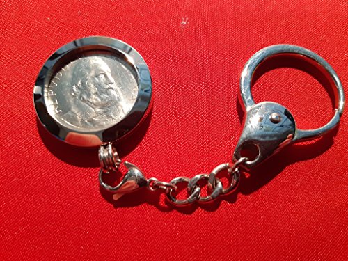 Llavero de plata con moneda de 500 liras de 1982 Giuseppe Garibaldi accesorio exclusivo 2
