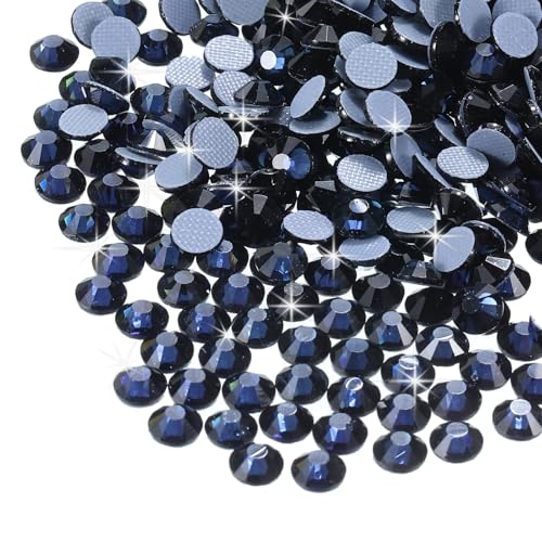 QUARKZMAN 1440 Piezas de Piedras de Estrás Hotfix de Cristal para Manualidades Ropa Decoración DIY (SS12 3.2mm, Azul Oscuro)