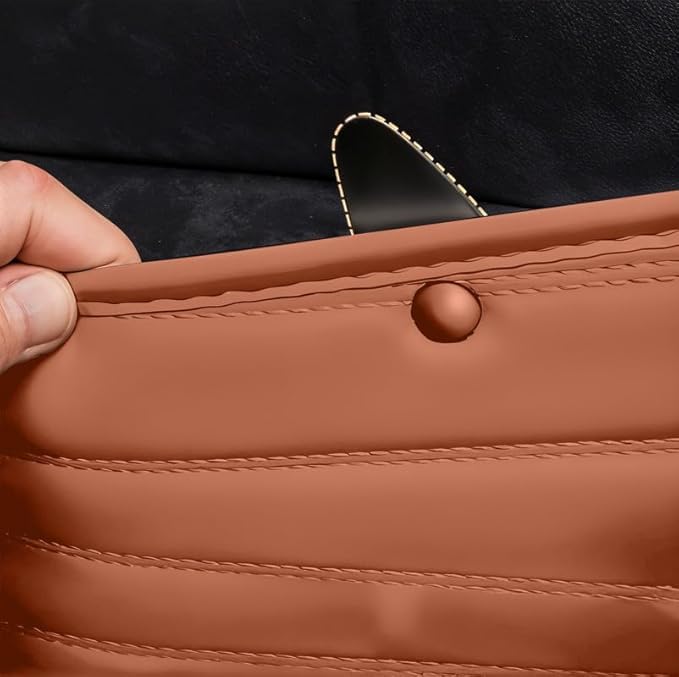 Image of Premium 12D Car Foot Mat for VinFast VF MPV 7-7 Seater (All 3 Rows) | Luxury Leather | Double Layered | Waterproof and Washable | Custom Fit | Detachable Grass Mat | Tan