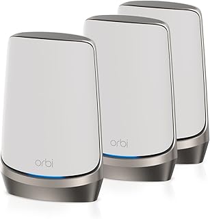 NETGEAR Orbi WiFi 6E Mesh System (RBKE963) – Quad-Band WiFi 6E Router with 2 Satellites | Coverage up to 7,500 sq. ft, 200 Devices | Ultra-Fast Speeds up to 10.8Gbps (AXE11000) | Simple Set Up