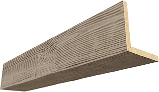Ekena Millwork BMSD2C0080X060X240CM 2-Sided Sandblasted Endurathane Ceiling Faux Wood Beams, 8-in. W x 6-in. H x 20-ft. L, Champagne Mist