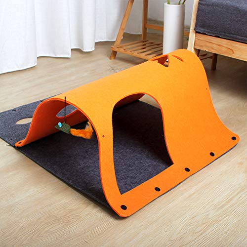 Maca multifuncional para gatos em túnel para animais de estimação com feltro (laranja 44 * 60 cm)