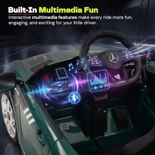 Image of Baybee Spyder Battery Operated Car for Kids | Electric Ride On with Parental Control, LED Lights & Music | Rechargeable Kids Car with Bluetooth & USB | RideOn for Kid 1-5 Years (Green)