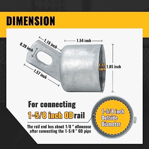 1-5/8" Chain Link Fence Rail End, Vivida Fence Top Rail End, For 1-5/8" Od Top Rail Pipe, Galvanized Steel, 4 Pcs #TOP1