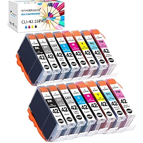 F FINDERS&CO Compatible Ink Cartridges Replacement for Canon CLI42 CLI-42 Ink for Canon Pixma Pro-100 Pro-100S Printer (2 Combo Pack, 16-Pack) Cover