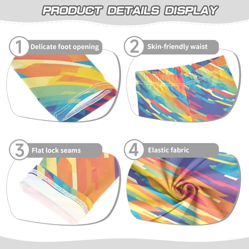 KLL Abstract Rainbow Stripes Toddler Girls Active Leggings Casual Full Length Pants Sports3