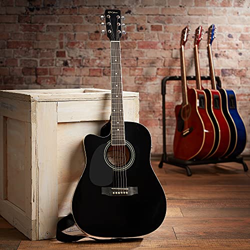 Jameson Guitars Full Size Thinline Acoustic Electric Guitar With Free Gig Bag Case & Picks Black Left Handed #TOP6