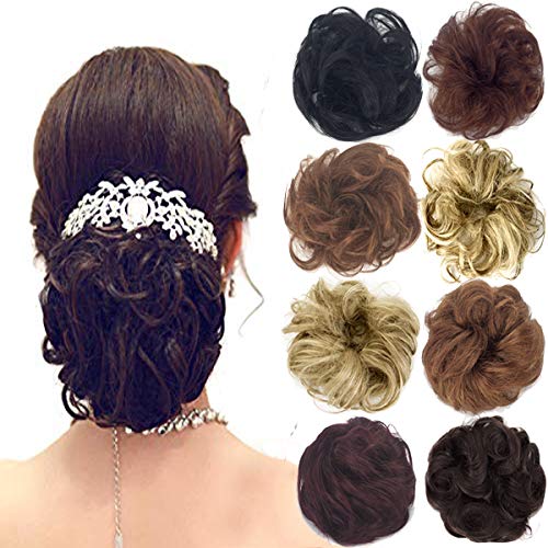 100% Remy Human Hair Bun Extensions Hair Ponytail Extension Wavy Curly Messy Hair Extensions Donut Hair Chignons