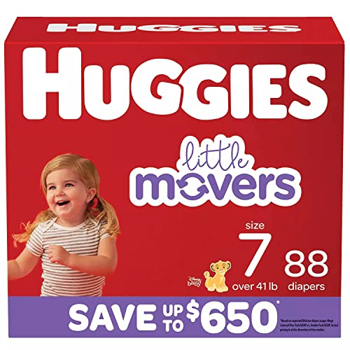 Image of Huggies Little Movers Diapers, Size 7-41+ Pounds (88 Count)