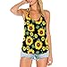 Canotta Casual da Donna Canotta con Apertura sul Retro con Cinturino Incrociato Canotta con Stampa Girasole Camicia Estive (XL,Giallo)