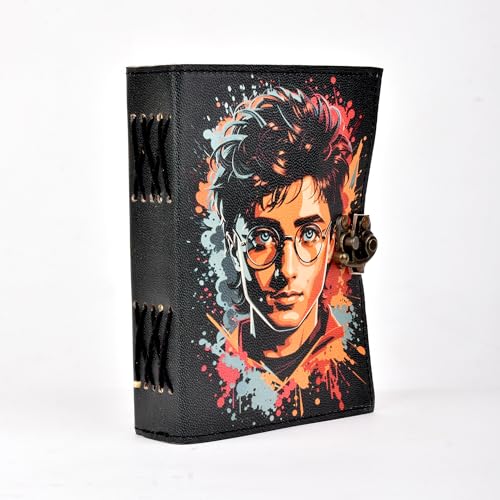 Image of Leather Journal With Rustic Lock,Blank Spell Book Of Shadows|Grimoire Journal Harry Potter A5(17.5Cmx12.5Cm) Handmade Paper (200Pages),