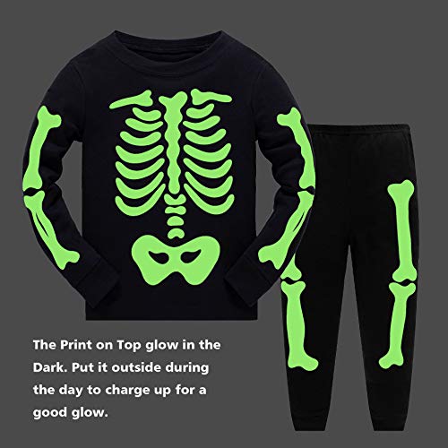 Toddler Boys Halloween Pajamas Skeleton Glow-in-The-Dark Long Sleeve Pjs Halloween Sleepwear for Kids Age 2-7T2
