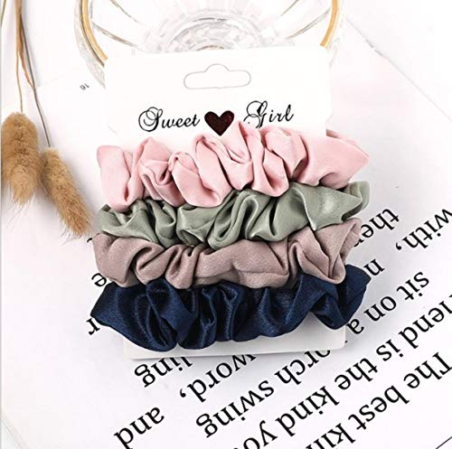 Velvet Hair Scrunchies Set Elastic Hair Bands Leopard Scrunchie Women Hairbands Headband Ponytail Ties Rope Hair Accessories,TSR Pink Green 4Pcs