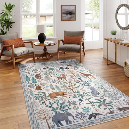 Tapete decorativo moderno OJIA 5x7 animal print lavable miniatura 6