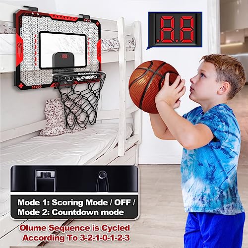 Indoor Basketball Hoop for Kids 5 6 7 8 9 10+Years Old Boys,Mini Basketball Hoop Over The Door Mini Hoop with Electronic Scoreboard & 3 Balls,Kids Basketball Hoop Sport Toys for Gift for Boys Age 5-10 - Image 6