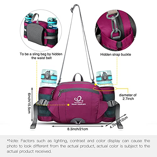 image for WATERFLY Fanny Pack with Water Bottle Holder Hiking Waist Packs for Wa