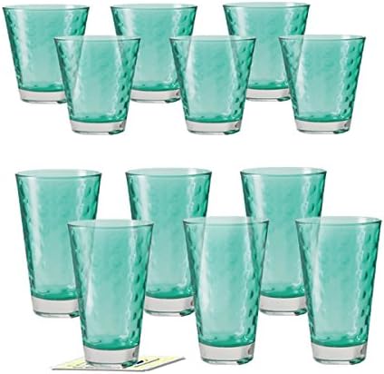 Leonardo Optic Set of 12 Cups 6 LD + 6 WH Laguna/Turquoise Including 12 Decorative Department House Coasters