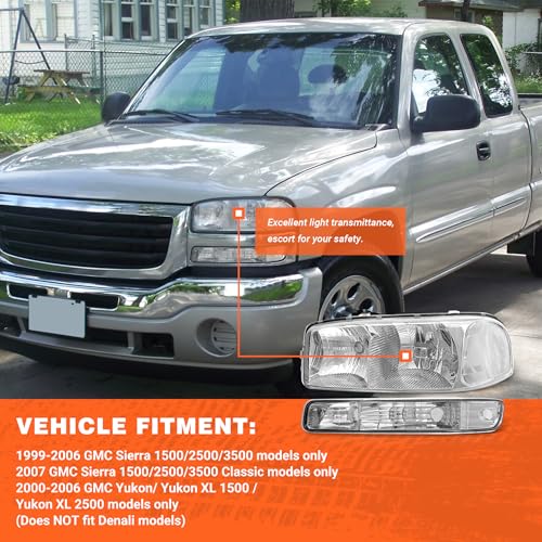 Image of for 1999-2006 GMC Sierra /Yukon Headlights Chrome Pair