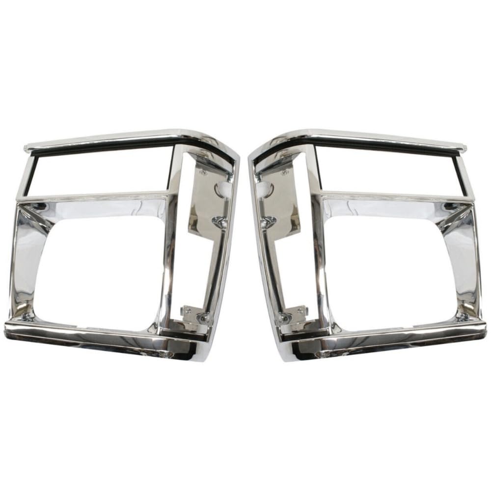 TIUBIDBA Headlight Door Set for Jeep for Cherokee 1991-1996 for Comanche 1991-1992 Left & Right 2pc (Chrome) with Corner and Parking Light Holes 55034079 CH2513123