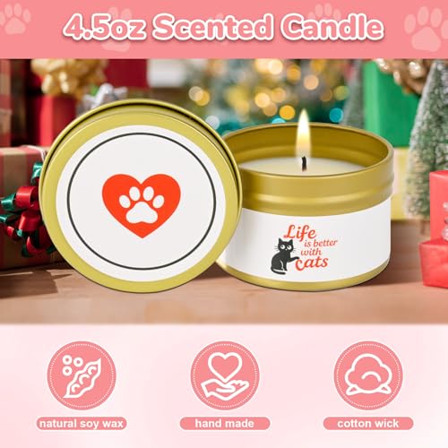 Cat Lover Gift Set for Women - 9-Piece Kit with Tumbler, Candle, Bag - Image 4