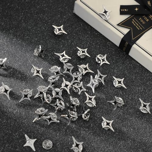 36 Pcs Silver Star Pin Brooch Badge Bulk Sparkle Stars Lapel Pins for Memorial Day Military Award Veterans Day for Backpacks Employee Student Recognition Gift Costume Decor4