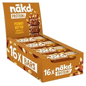 Nakd Peanut Butter Protein Bar – Vegan – Gluten Free – Healthy Snack, 45g (Pack of 16 bars)