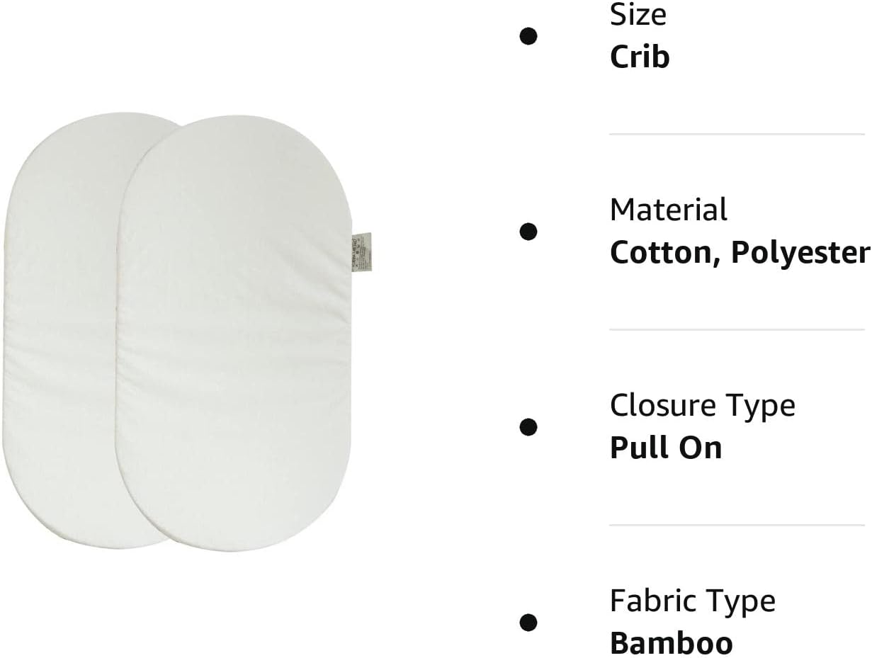 Co Storage 2 Count Bamboo Baby Bassinet & Cradle Mattress Protection Covers, Soft Sheets, Compatible with Most Oval Pad : Baby