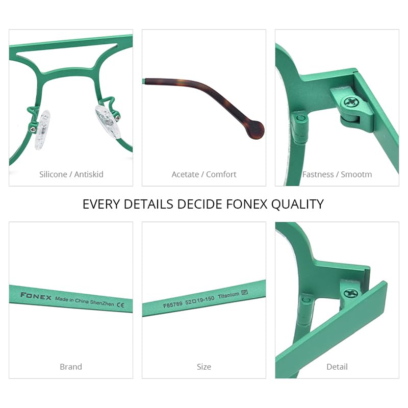 Image of FONEX Colorful Pure Titanium Glasses Frame Men Square Eyeglasses Women Vintage Optical Eyewear F85789