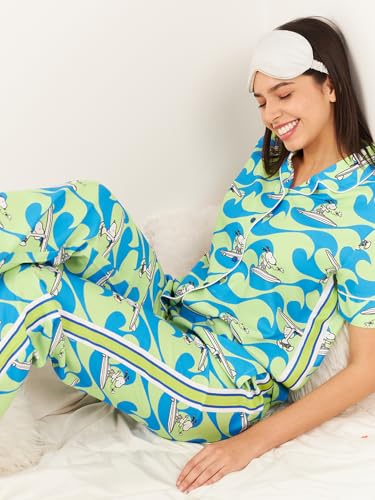 Pyjama femme vert taille 44 ensemble nuit manches longues Sweet Dreams