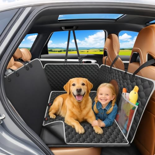Taygeer Hundedecke Auto Rücksitz mit Harter Unterseite, Abnehmbare Hundematte Auto, Wasserabweisend Hundedecke für Unterwegs 127x156cm, Kratzfeste Autodecke Hund Rückbank für PKW, SUV & Van