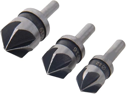 Miniatura 7 de Utoolmart Juego de brocas avellanadas de 0.472 in, 0.630 in, 0.748 in de diámetro, vástago hexagonal de 14 de pulgada de 90 grados, 5 flautas,