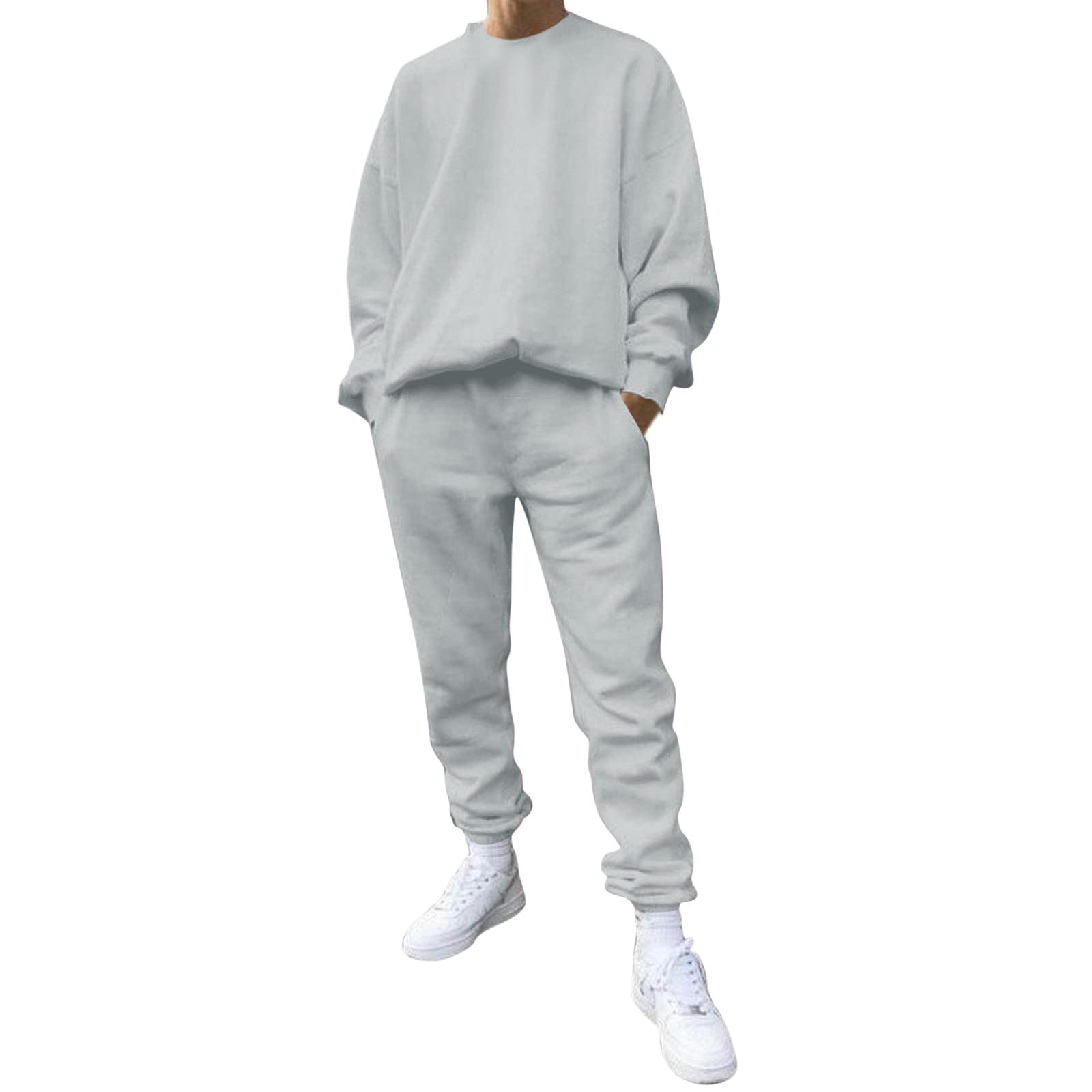 Générique Tuta da uomo Jogging Sport 2 pezzi cotone abbigliamento sportivo felpa con cappuccio pantaloni morbidi leggeri traspiranti casual per il tempo libero e comodo relax A147