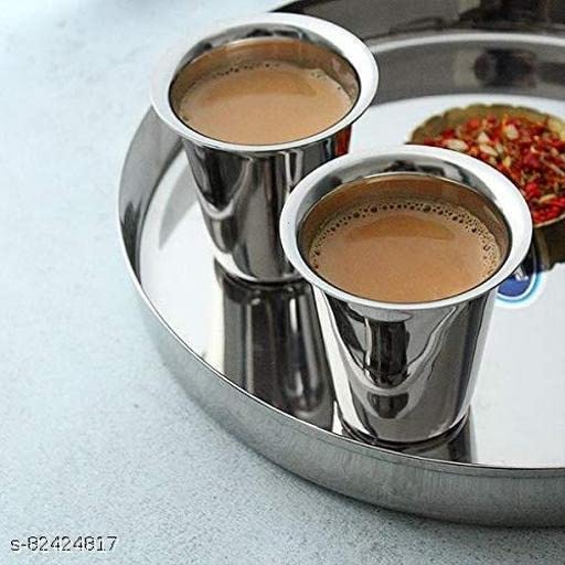 Image of Royals |Pack of 3 |Stainless Steel Indian Traditional Tea /Coffee Glasses | Steel Glass for Kids |Steel Glass|Tea Glass|Coffee Glass| (3)