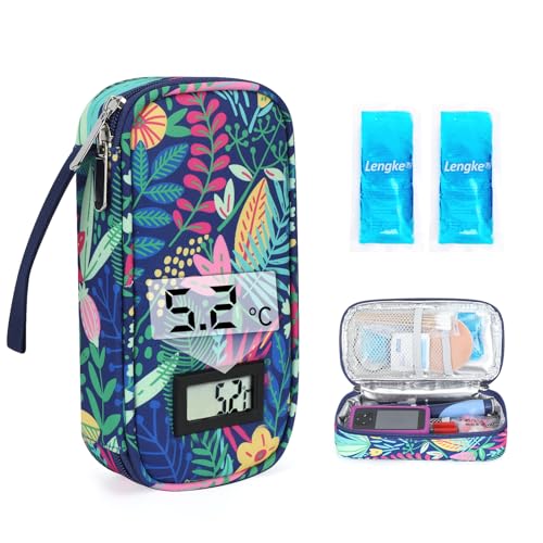 YOUSHARES Bolsa Refrigerante para Insulina con 2 Bolsas de Hielo TSA, Bolsa Isotérmica para Insulina, Nevera Insulina para Viajes con Indicador Temperatura (Arena Movediza Dorada)