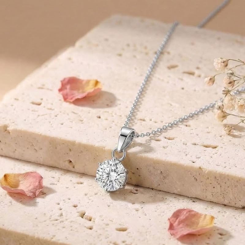 Image of Miss Highness 925 Pure Silver Pendant Necklace for Women, Modern Design Pendants, Rhodium Plated, Minimal Jewellery with Authenticity Certificate, Birthday, Anniversary, Gift for Wife & Girlfriend