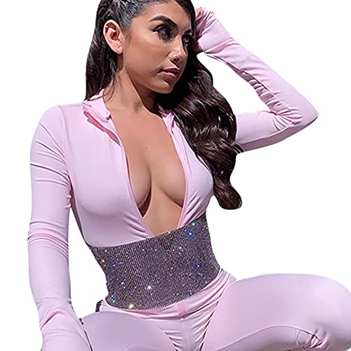 BOLLEY JOSS Women Rhinestone Waistband Bling Crystal Wide Waist Belt Sash Bandage Self Tied Corset Party Cinch Belly Band3