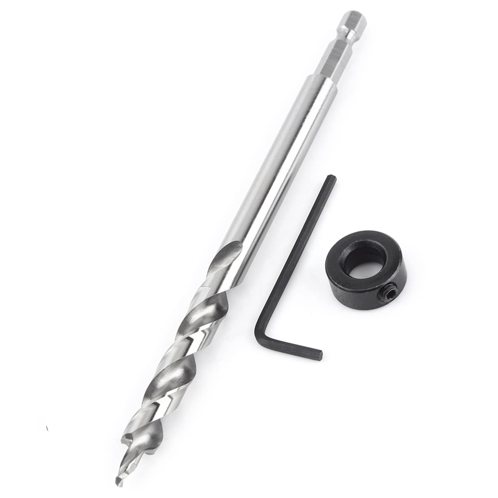 High Strength Steel Spur Point Drill Bit, Lip and Spur Point Drill Bit 3/8 Inch with Adjustable Depth Stop for Woodworking