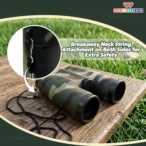 Image of Wembley Army Style Binoculars Toy for Kids | Compact and Portable Birdwatching Outdoor Telescope for Boys and Girls | Binocular Toy with Neck String and Focus Adjustment | Educational Birthday Gift