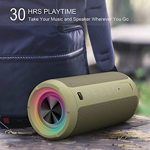 Image of Ortizan Portable Bluetooth Speakers, IPX7 Waterproof Wireless Speaker with 24W Loud Stereo Sound, Outdoor Speaker with Bluetooth 5.3, Deep Bass, RGB Lights, Dual Pairing, 30H Playtime for Home