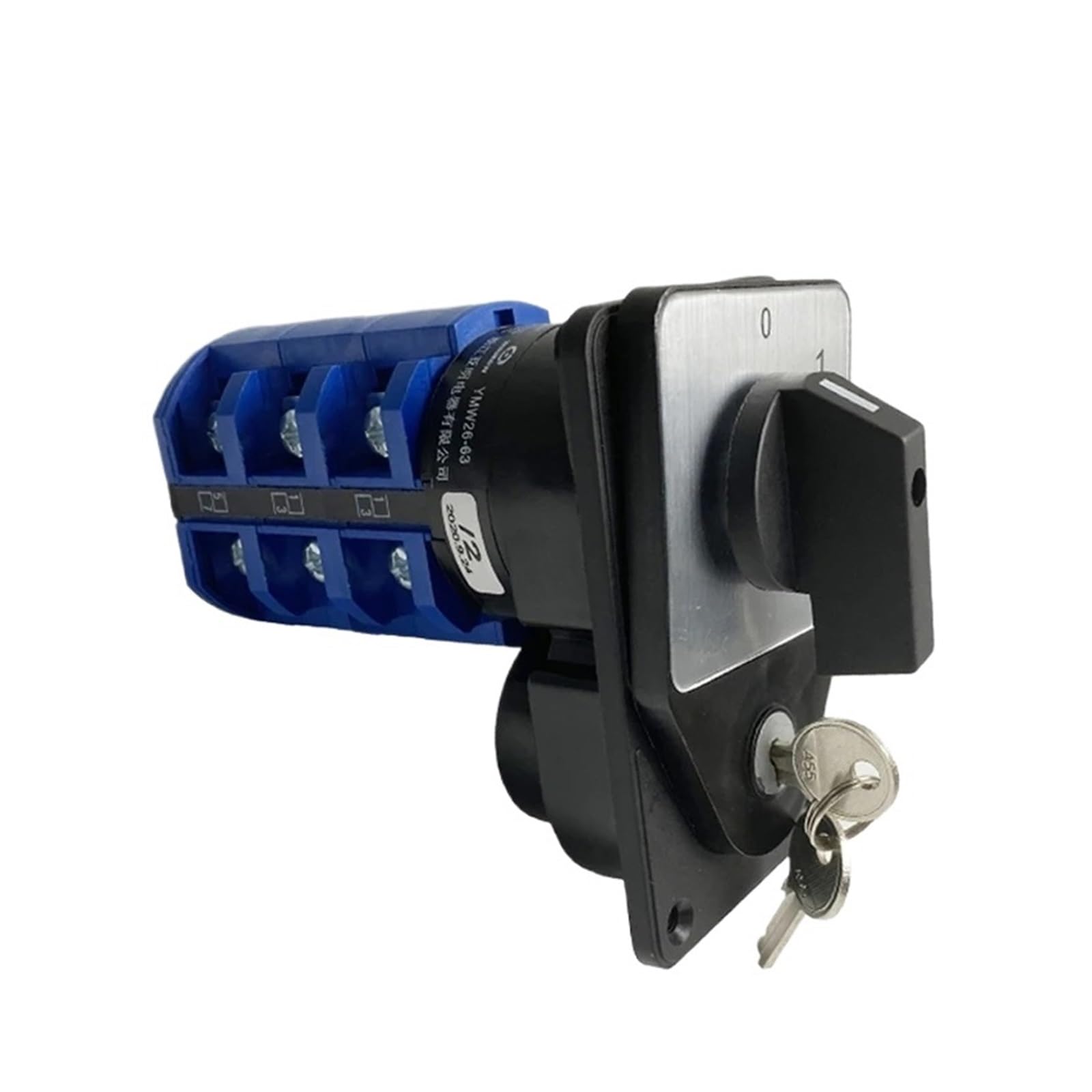 VSPPJYFG LW26-63/3 Off-ON with Key 63A 690V Circuit Control Selector Three Poles Silver Contact YMW26 Changeover Rotary Cam Switch(102)