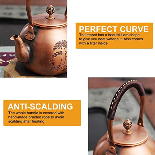 Gamz Premium Handmade Solid Copper Teapot Kettle Stovetop Teapot Thick Engraved Copper Teapot Kettle Stovetop Teapot - The Office Teapot #TOP3