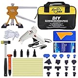 Fly5D Car Auto Body Paintless Dent Repair Remover Tool Kit Set for Hail Damage and Door Ding Removal Bridge Dent Puller Lifter Kits Hot Melt Glue Gun with Rubber Hammer